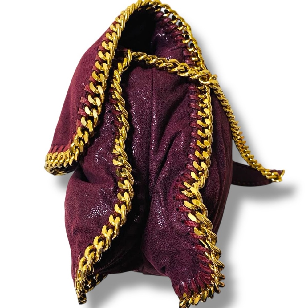 Stella McCartney Falabella Burgundy Purple Shaggy Deer Shoulder Bag Goldtone HW - Picture 11 of 17